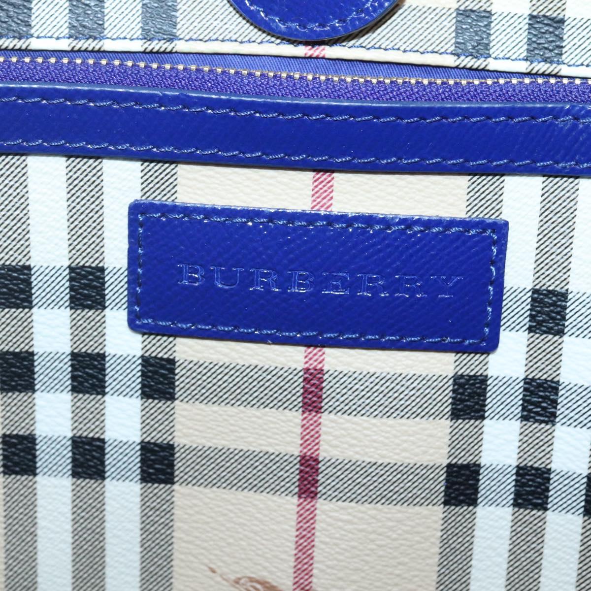 BURBERRY Nova Check Tote Bag PVC Beige Gold Auth sw421