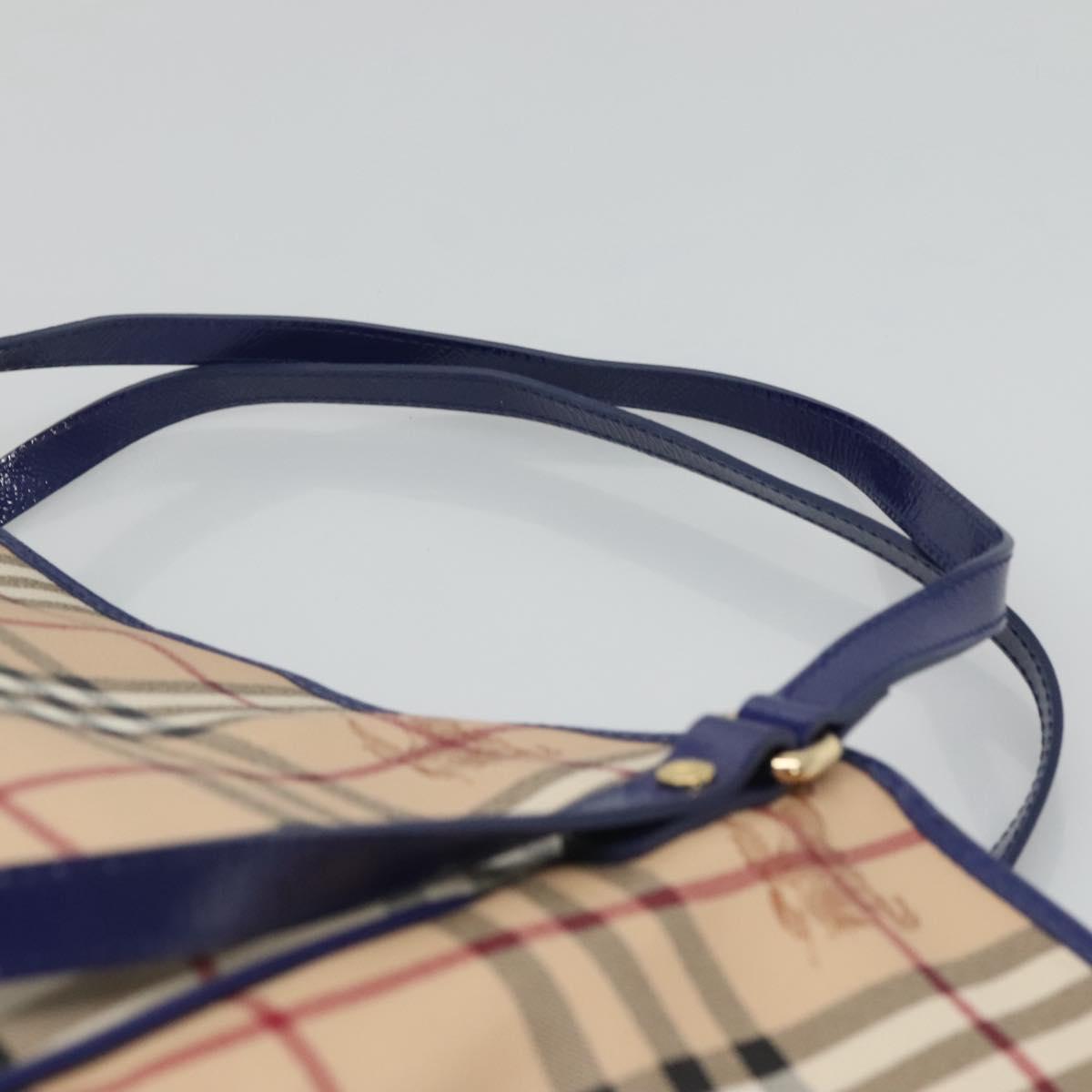 BURBERRY Nova Check Tote Bag PVC Beige Gold Auth sw421