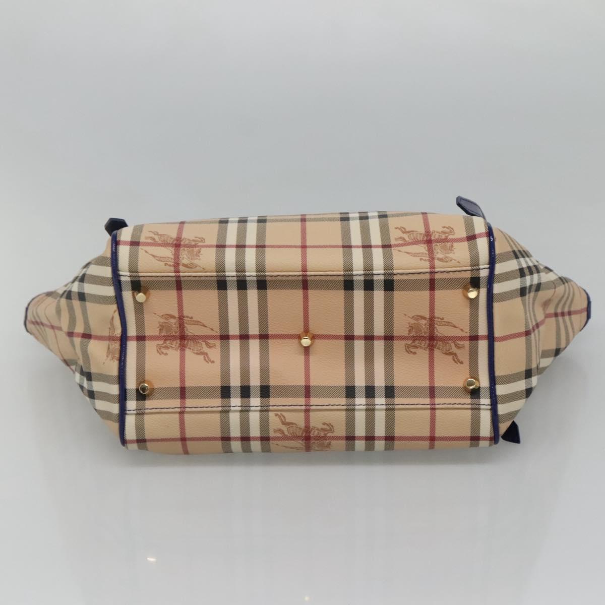 BURBERRY Nova Check Tote Bag PVC Beige Gold Auth sw421