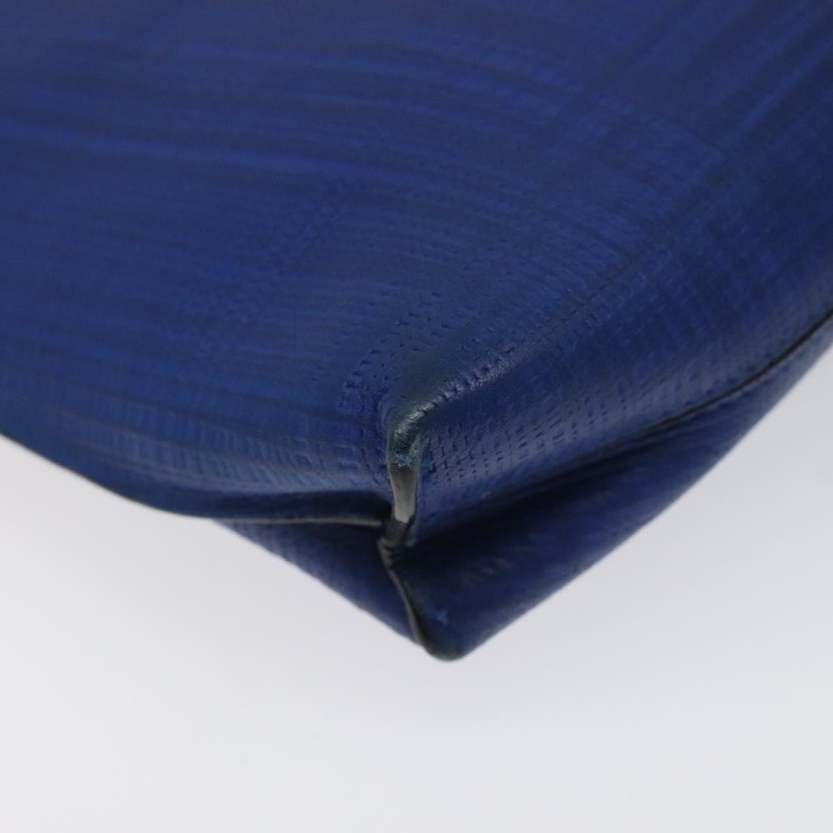 LOEWE Anagram Clutch Bag Leather Blue Gold Auth sw422