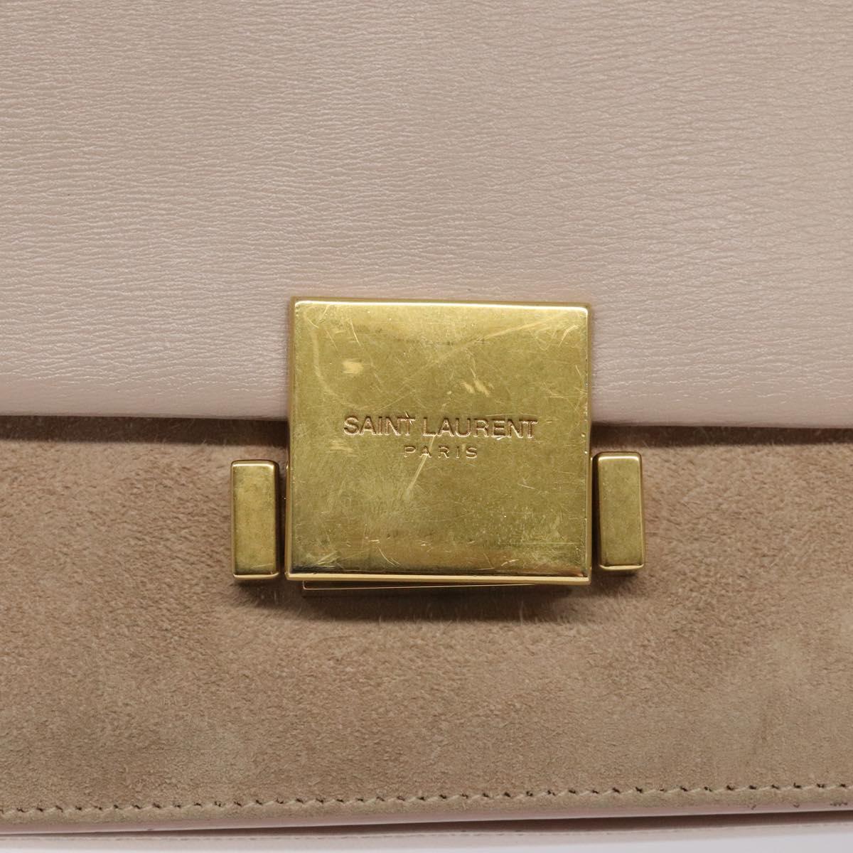 SAINT LAURENT Bellecious Shoulder Bag Suede Leather Pink Auth sw424