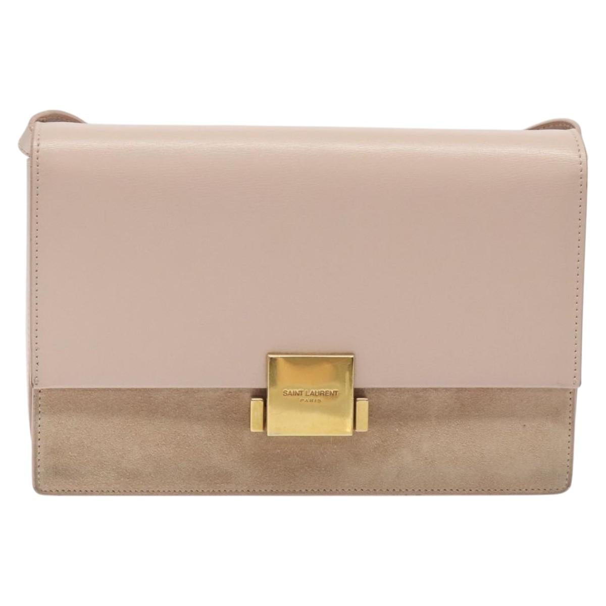 SAINT LAURENT Bellecious Shoulder Bag Suede Leather Pink Auth sw424