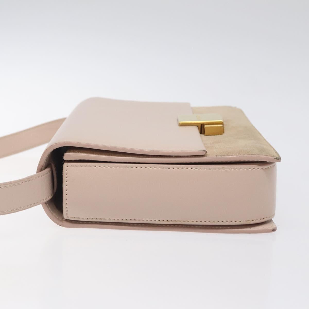 SAINT LAURENT Bellecious Shoulder Bag Suede Leather Pink Auth sw424