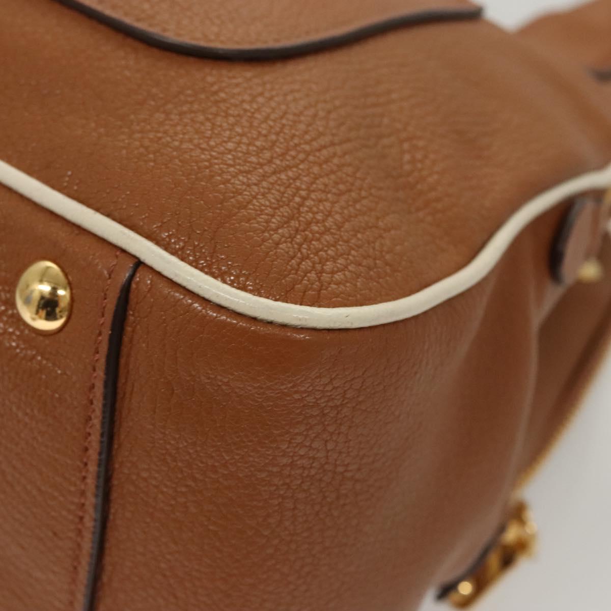 Miu Miu Hand Bag Leather 2way Brown Gold Auth sw446