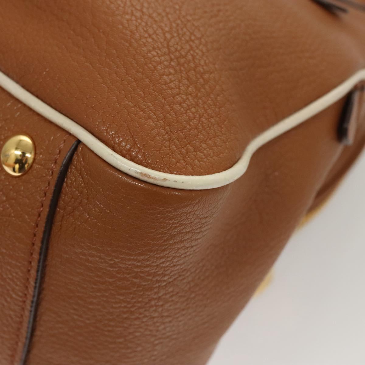 Miu Miu Hand Bag Leather 2way Brown Gold Auth sw446