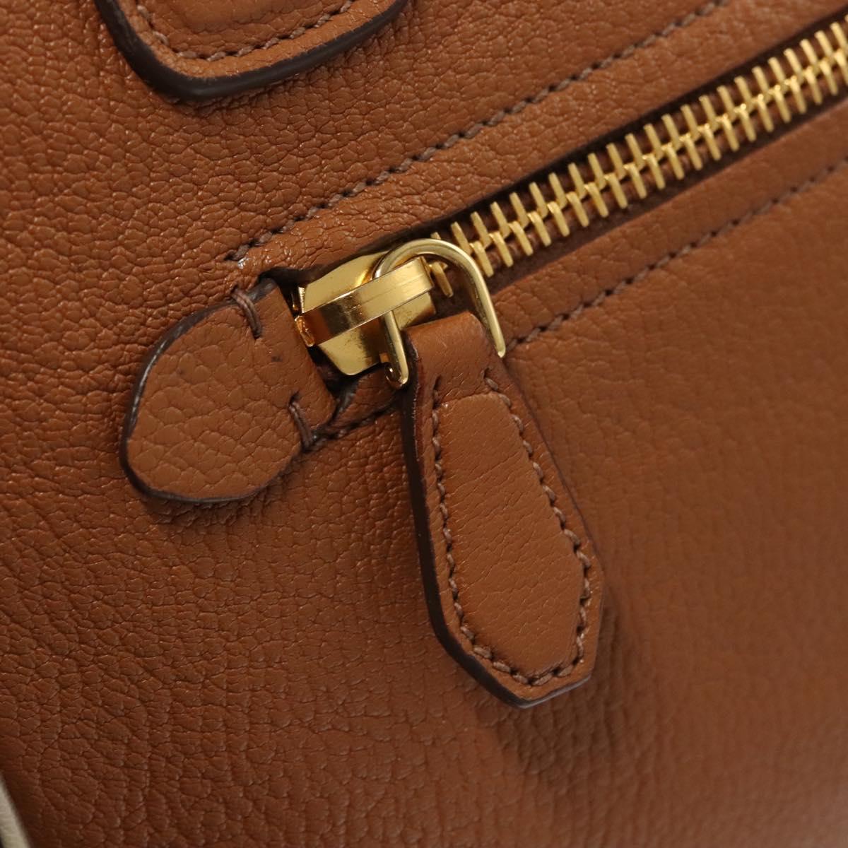 Miu Miu Hand Bag Leather 2way Brown Gold Auth sw446