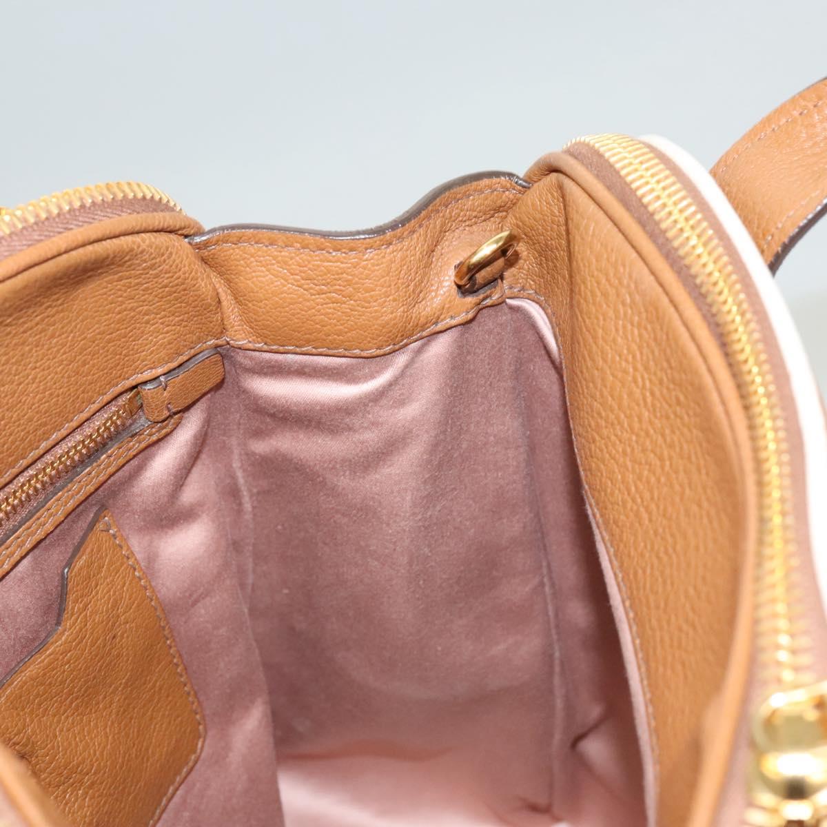 Miu Miu Hand Bag Leather 2way Brown Gold Auth sw446