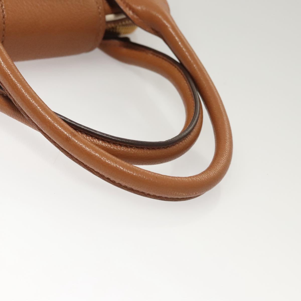 Miu Miu Hand Bag Leather 2way Brown Gold Auth sw446