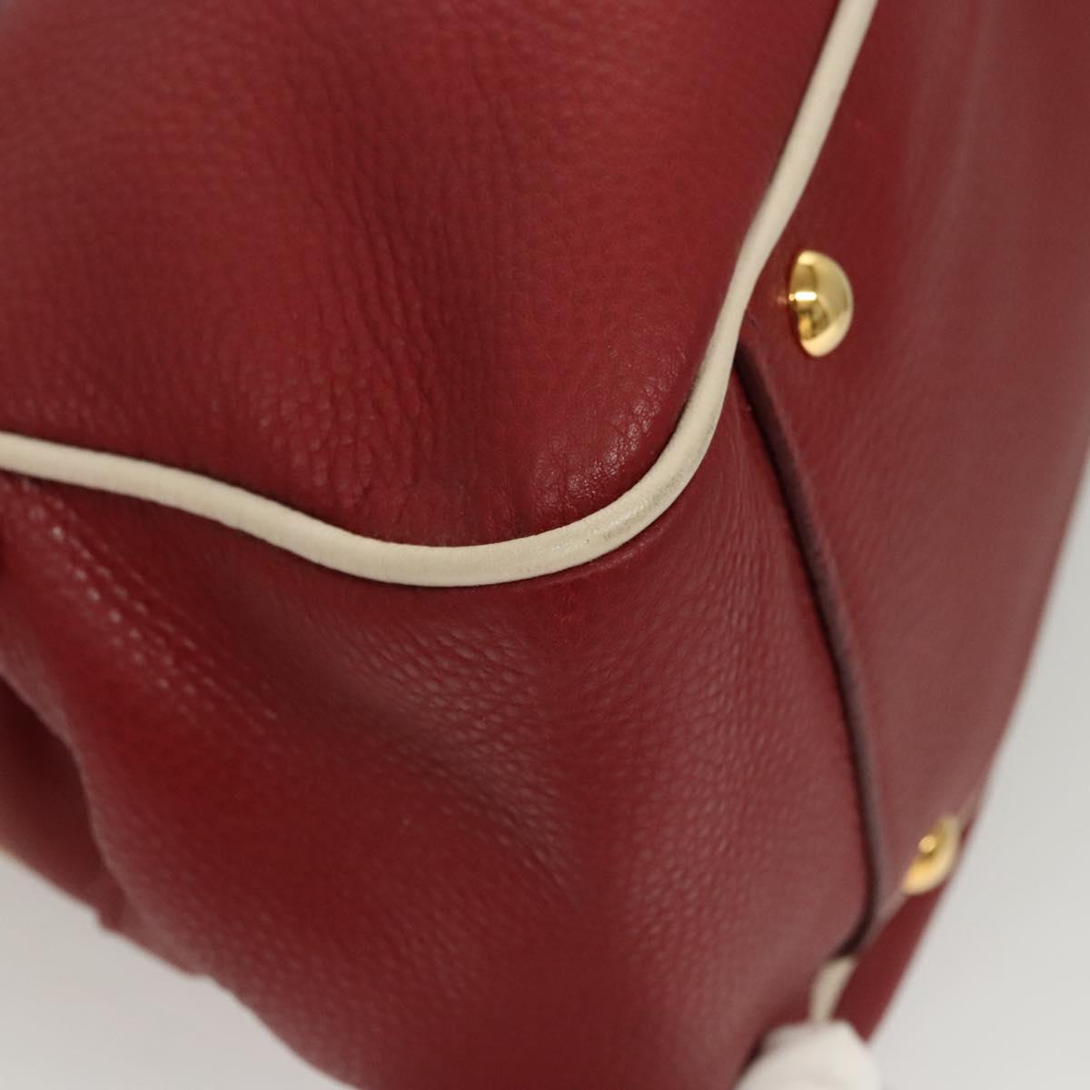 Miu Miu Hand Bag Leather 2way Red Gold Auth sw447M