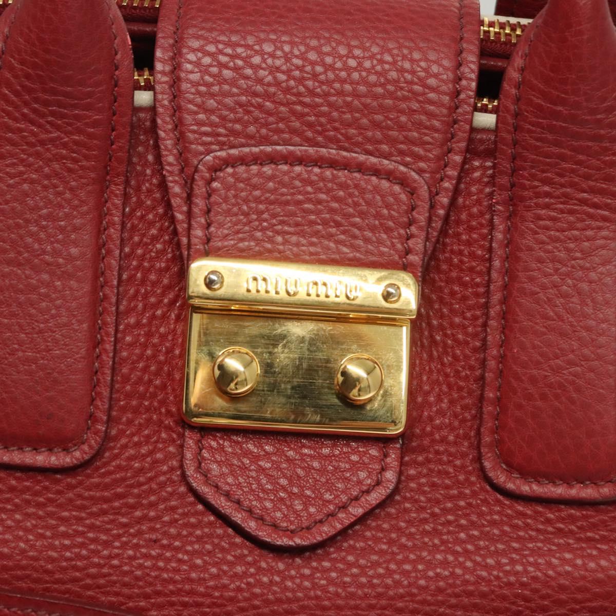 Miu Miu Hand Bag Leather 2way Red Gold Auth sw447M