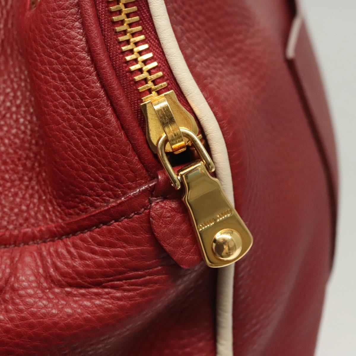 Miu Miu Hand Bag Leather 2way Red Gold Auth sw447M