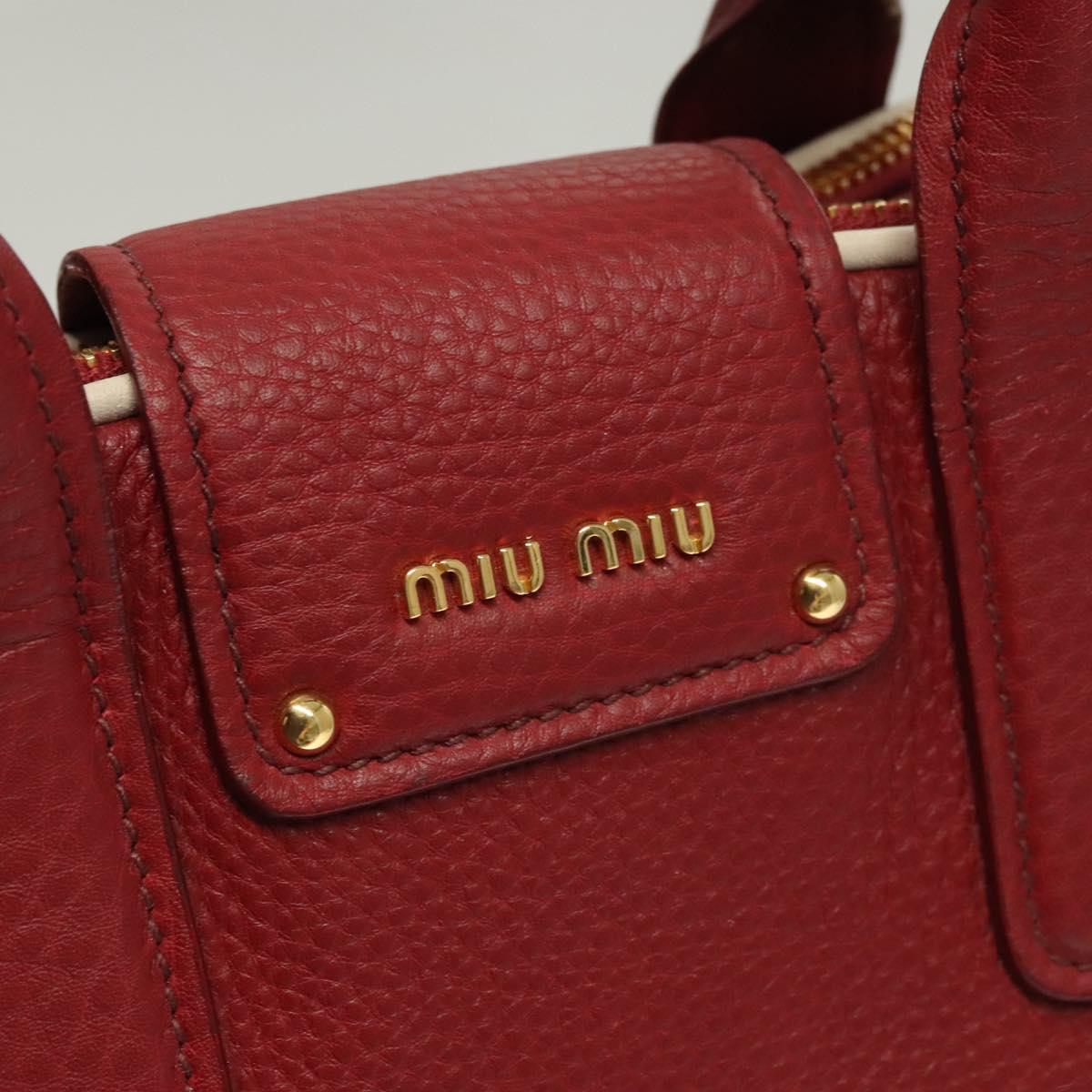 Miu Miu Hand Bag Leather 2way Red Gold Auth sw447M