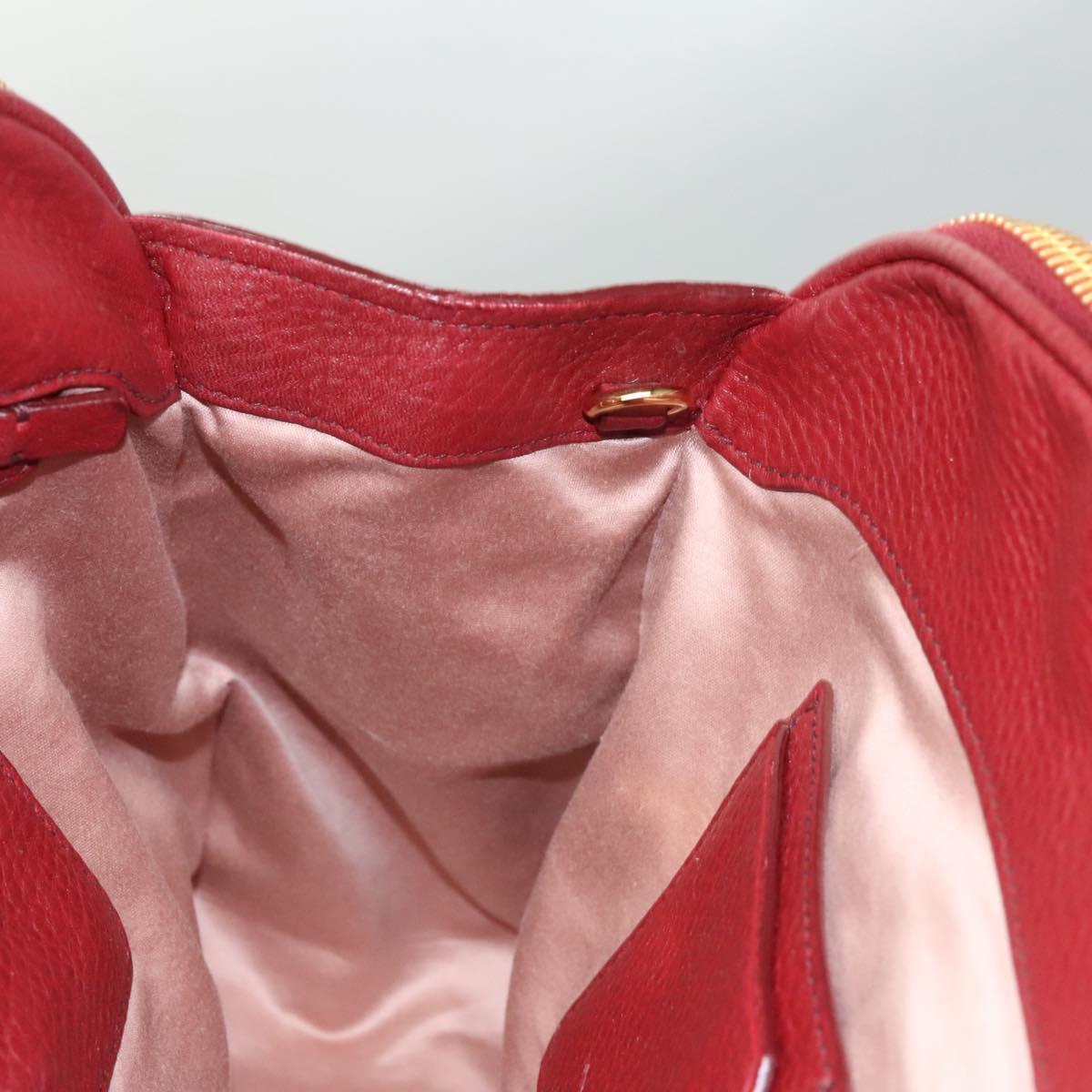 Miu Miu Hand Bag Leather 2way Red Gold Auth sw447M