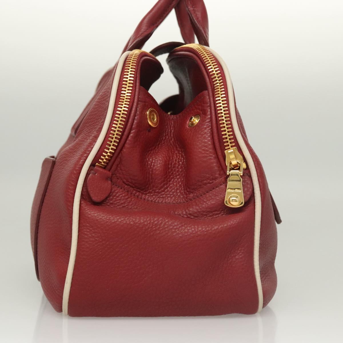 Miu Miu Hand Bag Leather 2way Red Gold Auth sw447M