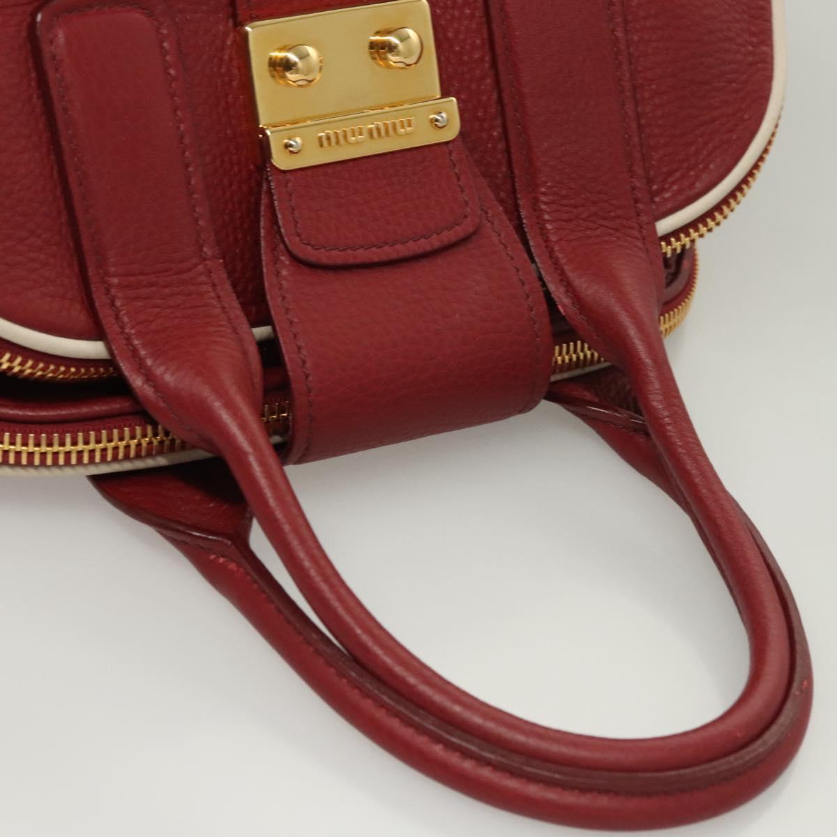 Miu Miu Hand Bag Leather 2way Red Gold Auth sw447M