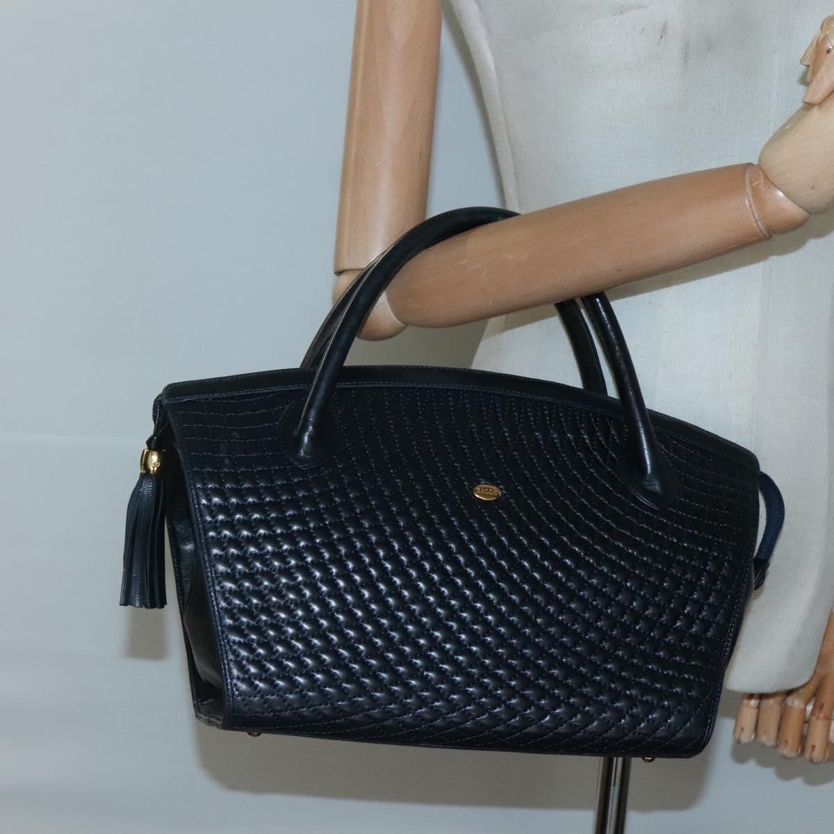 BALLY Hand Bag Leather Black Gold Auth sw449