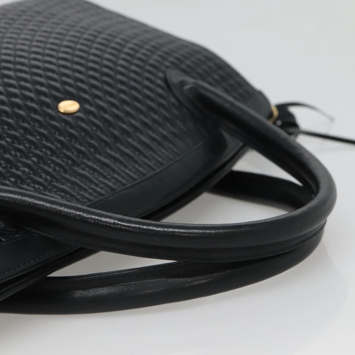 BALLY Hand Bag Leather Black Gold Auth sw449