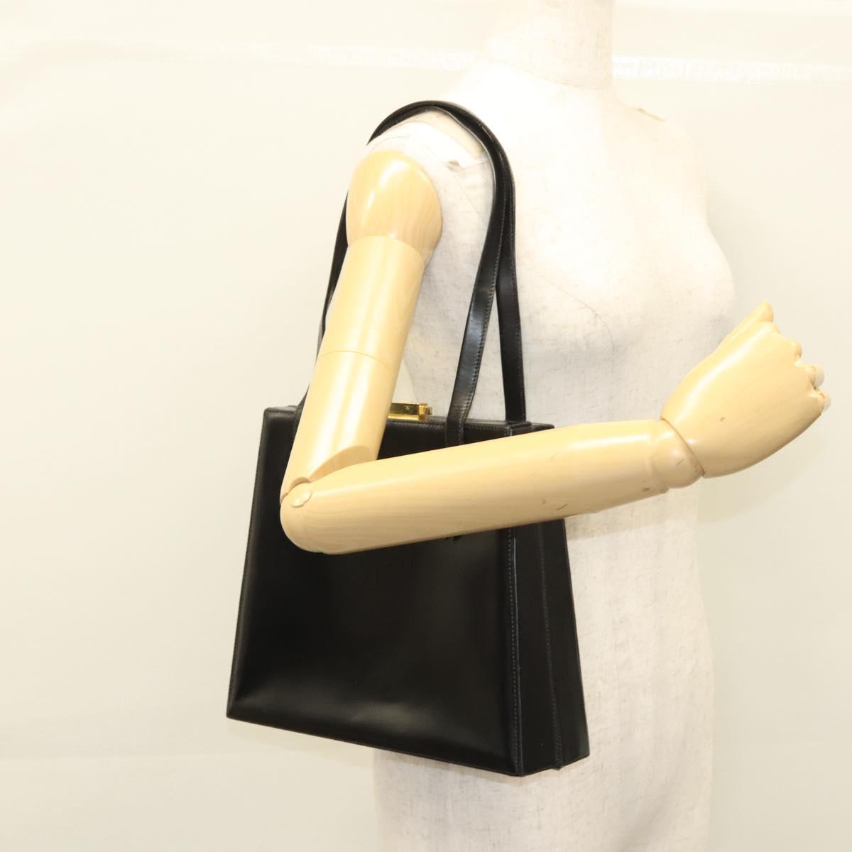 CELINE Shoulder Bag Leather Black Auth sw451