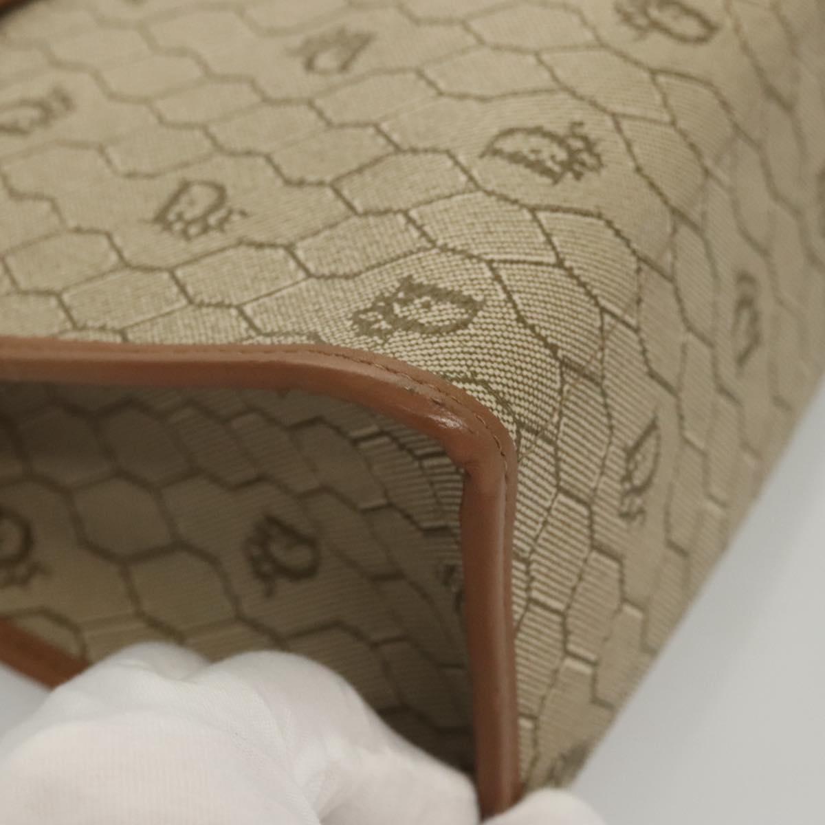 Christian Dior Honeycomb Canvas Hand Bag PVC Leather Beige Auth sw453