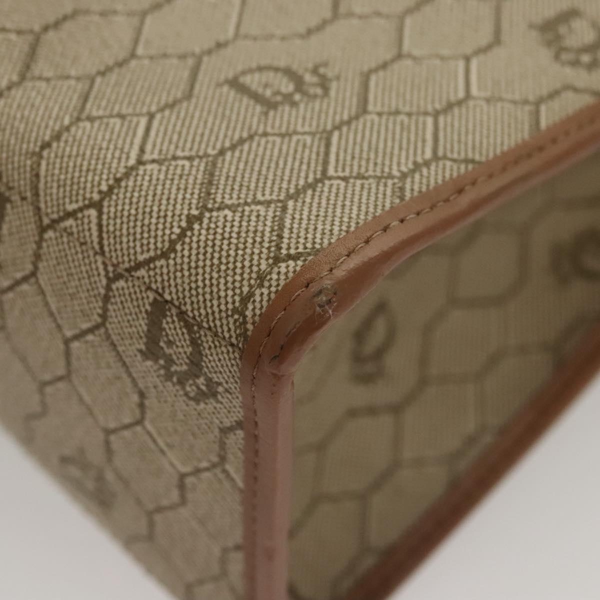 Christian Dior Honeycomb Canvas Hand Bag PVC Leather Beige Auth sw453