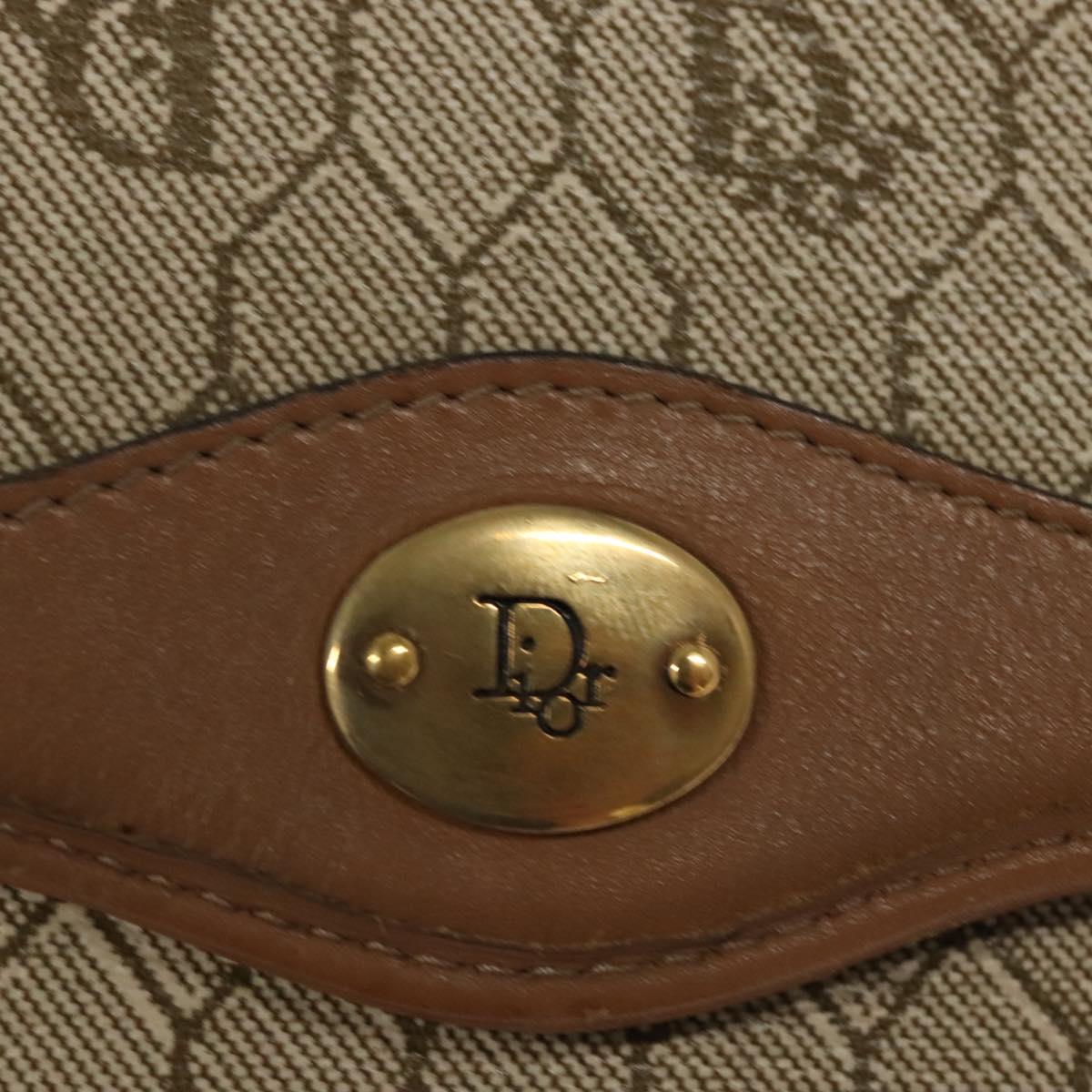 Christian Dior Honeycomb Canvas Hand Bag PVC Leather Beige Auth sw453