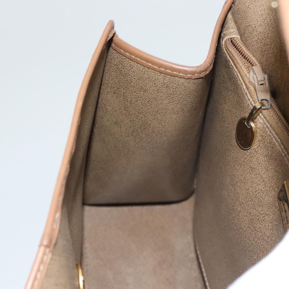 Christian Dior Honeycomb Canvas Hand Bag PVC Leather Beige Auth sw453