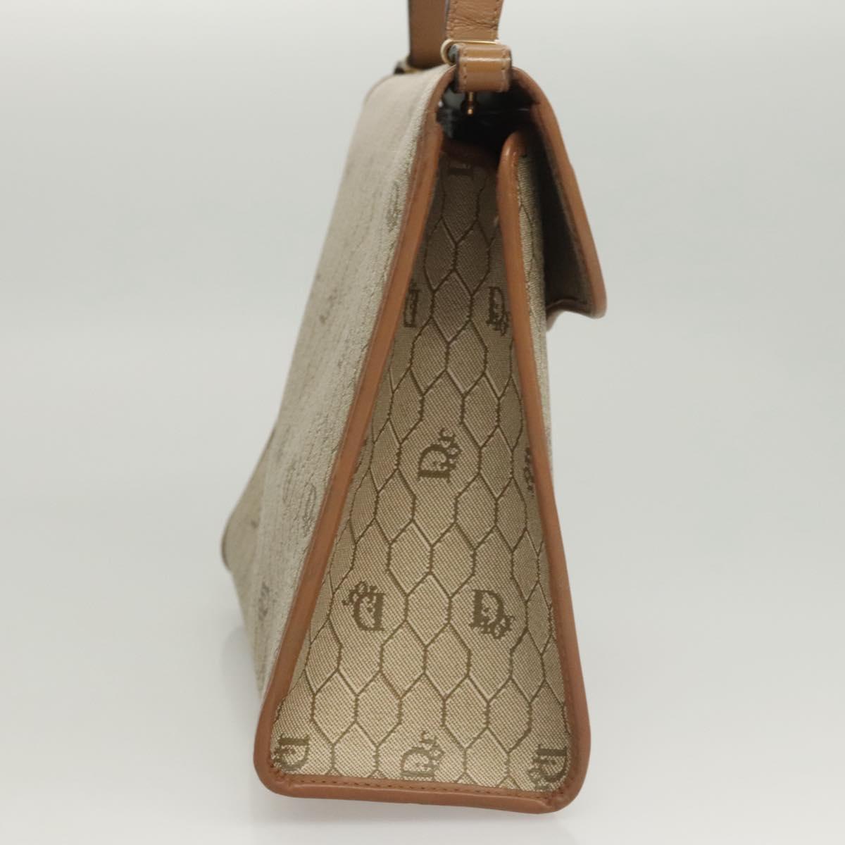 Christian Dior Honeycomb Canvas Hand Bag PVC Leather Beige Auth sw453