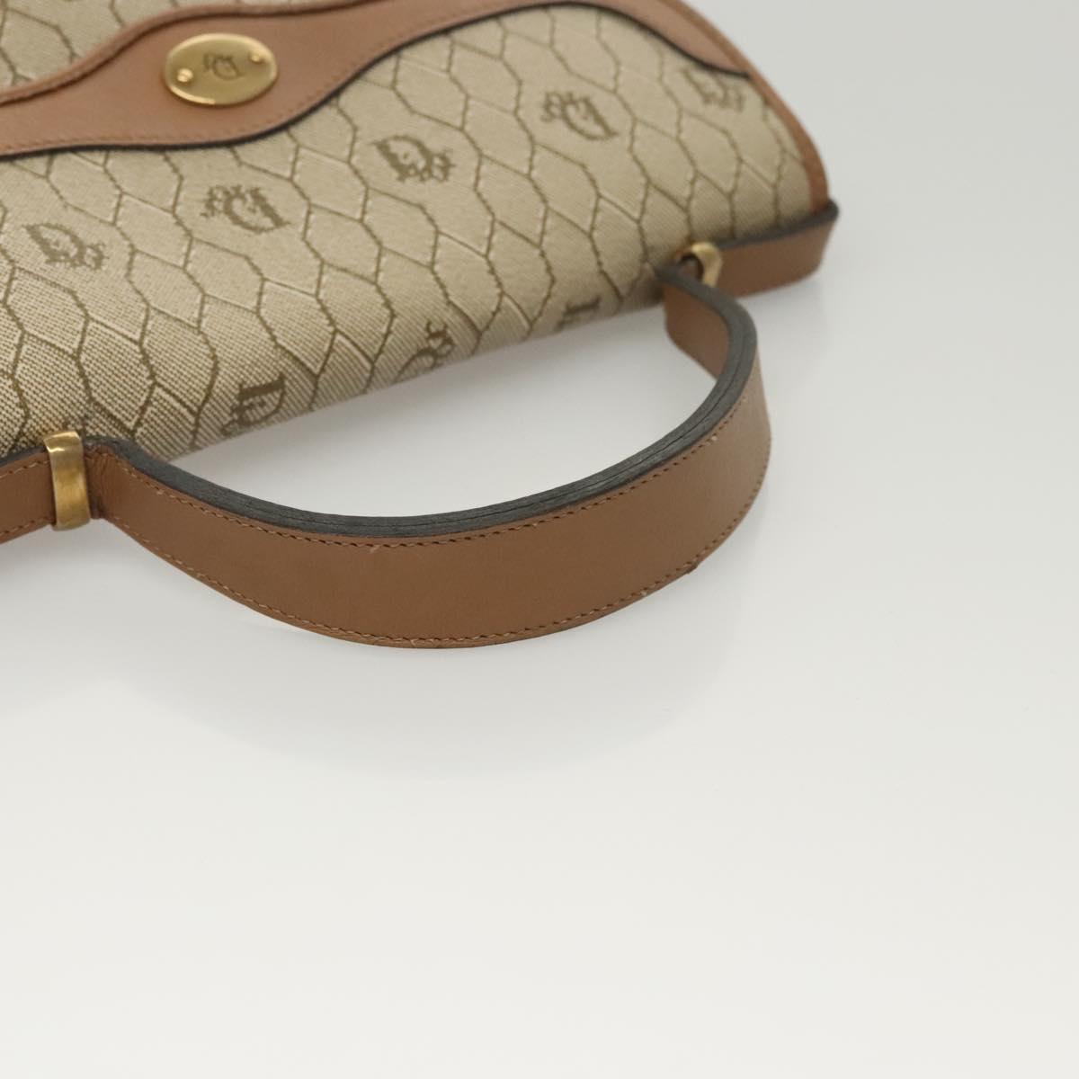 Christian Dior Honeycomb Canvas Hand Bag PVC Leather Beige Auth sw453