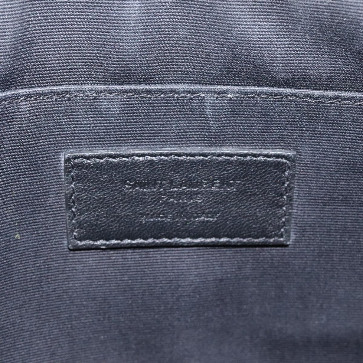 SAINT LAURENT Clutch Bag Leather Black Silver Auth sw455