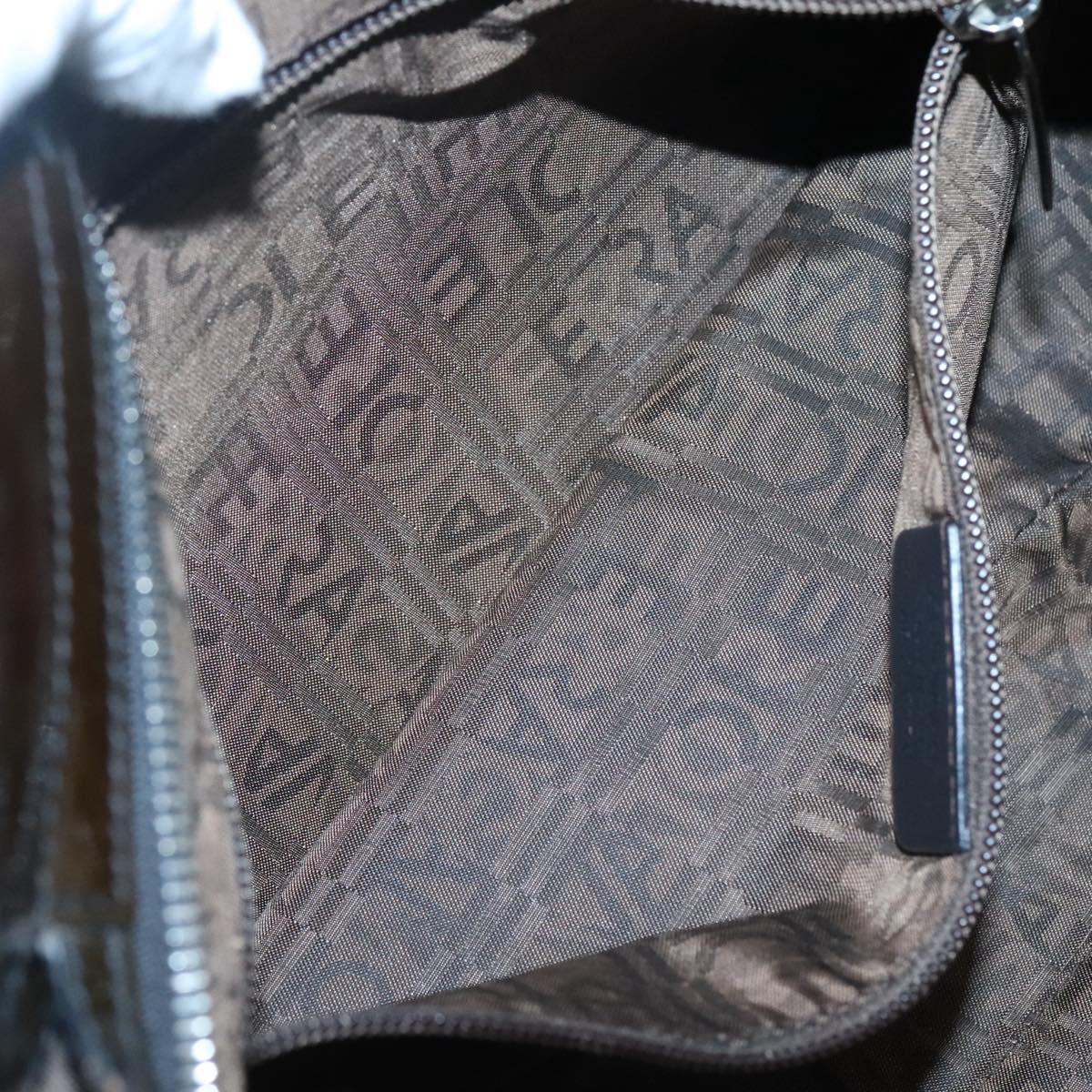 Salvatore Ferragamo Gancini Shoulder Bag Enamel Brown Silver Auth sw461