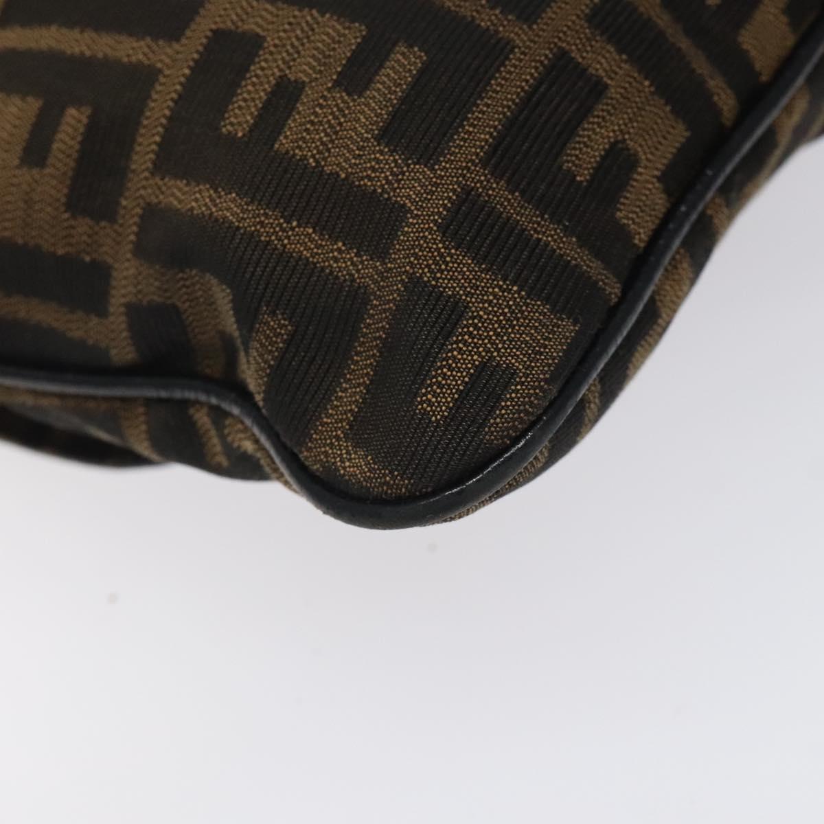FENDI Zucca Canvas Shoulder Bag Black Brown gold Auth sw462