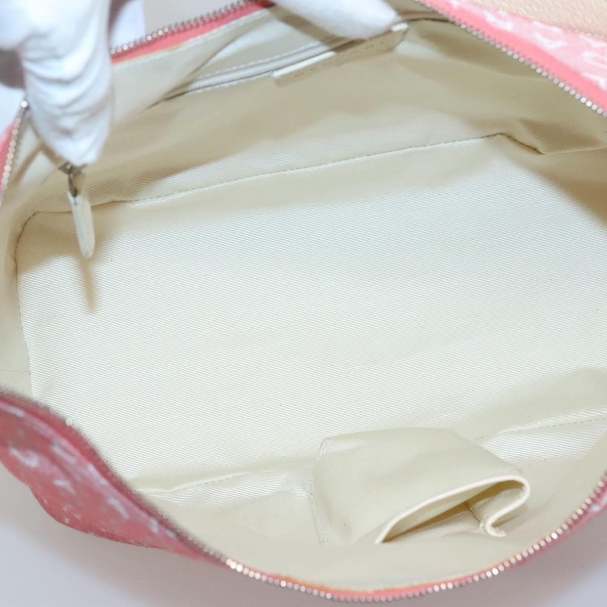 BVLGARI Logo Mania Shoulder Bag Canvas Pink Silver Auth sw464