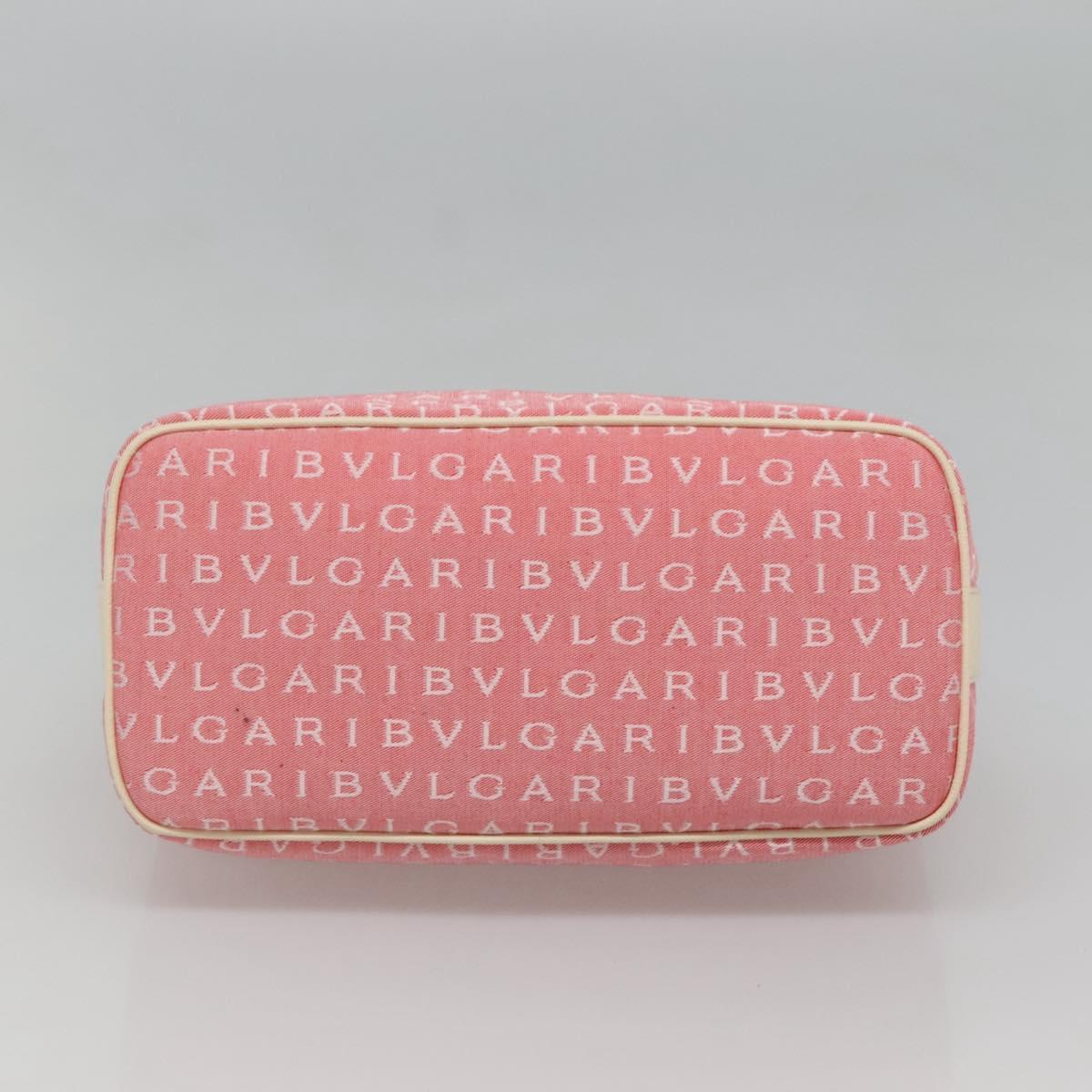 BVLGARI Logo Mania Shoulder Bag Canvas Pink Silver Auth sw464