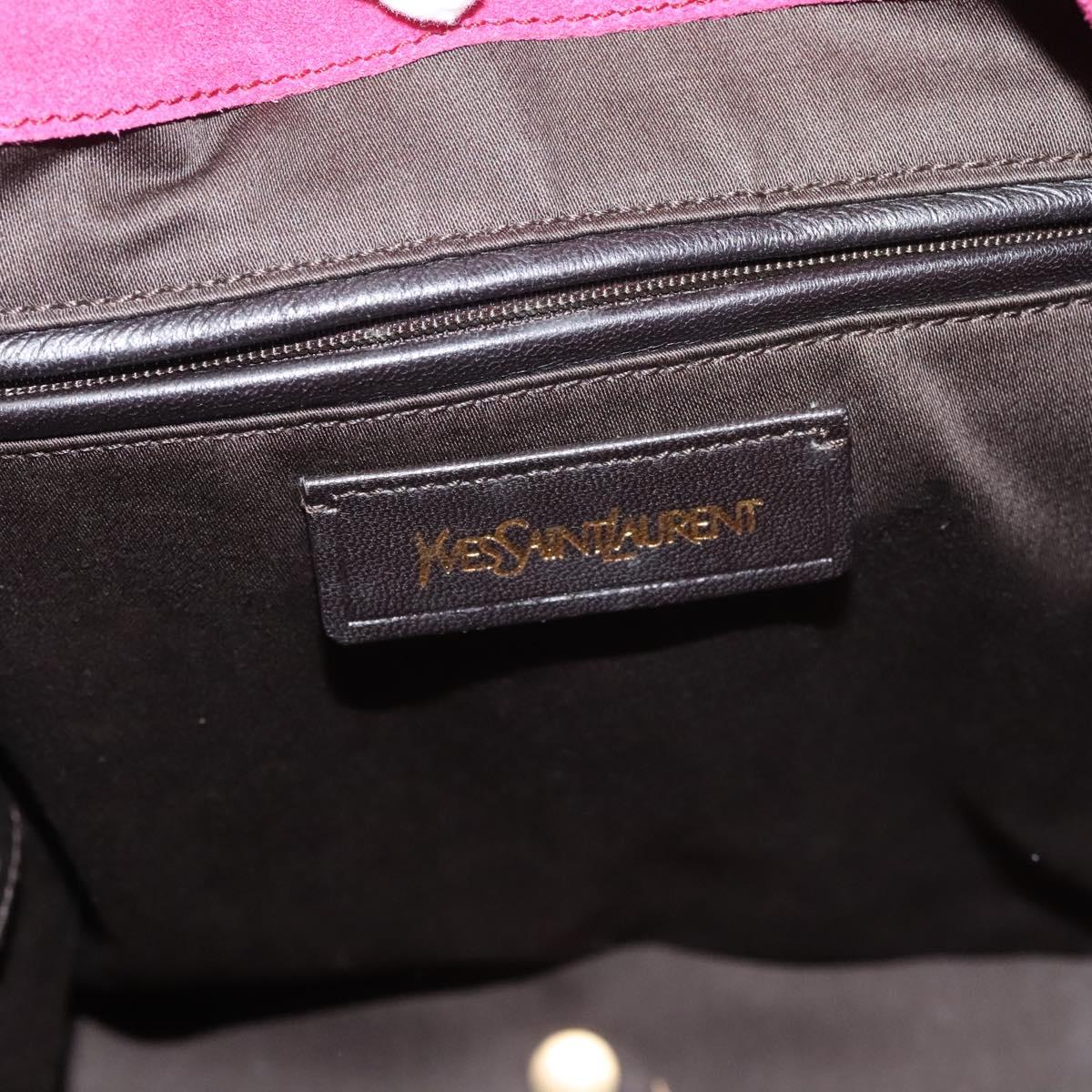 SAINT LAURENT Downtown Shoulder Bag Enamel Red Gold Auth sw465