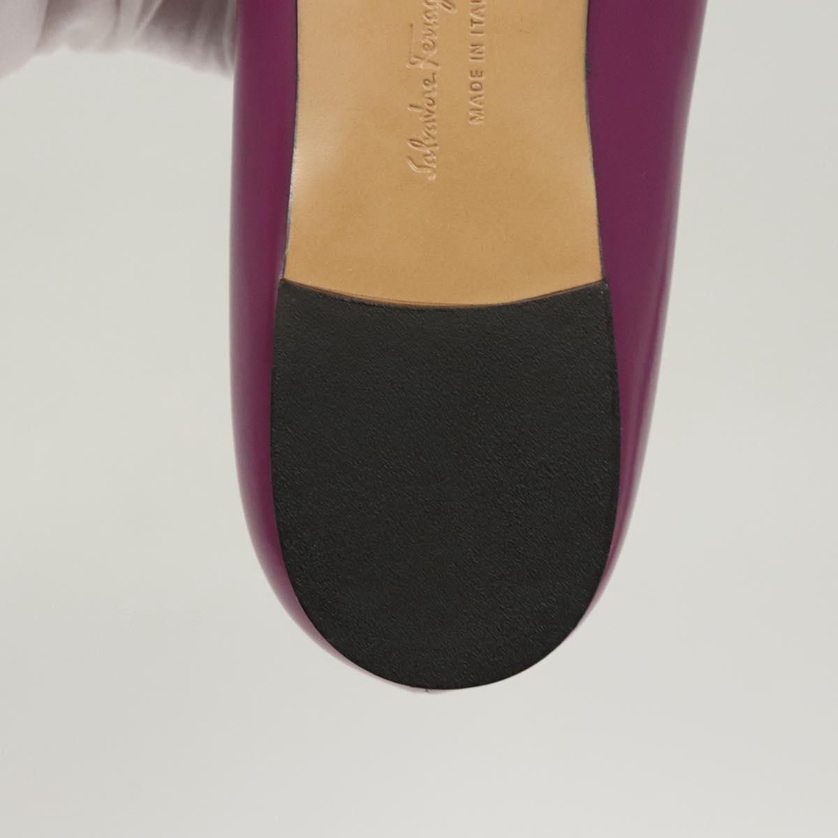 Salvatore Ferragamo Pumps shoes Leather Purple Gold Auth sw478