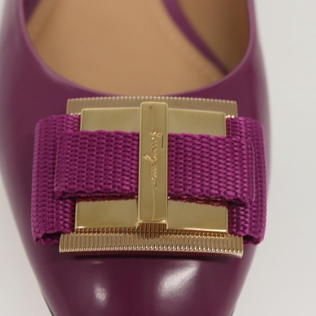 Salvatore Ferragamo Pumps shoes Leather Purple Gold Auth sw478