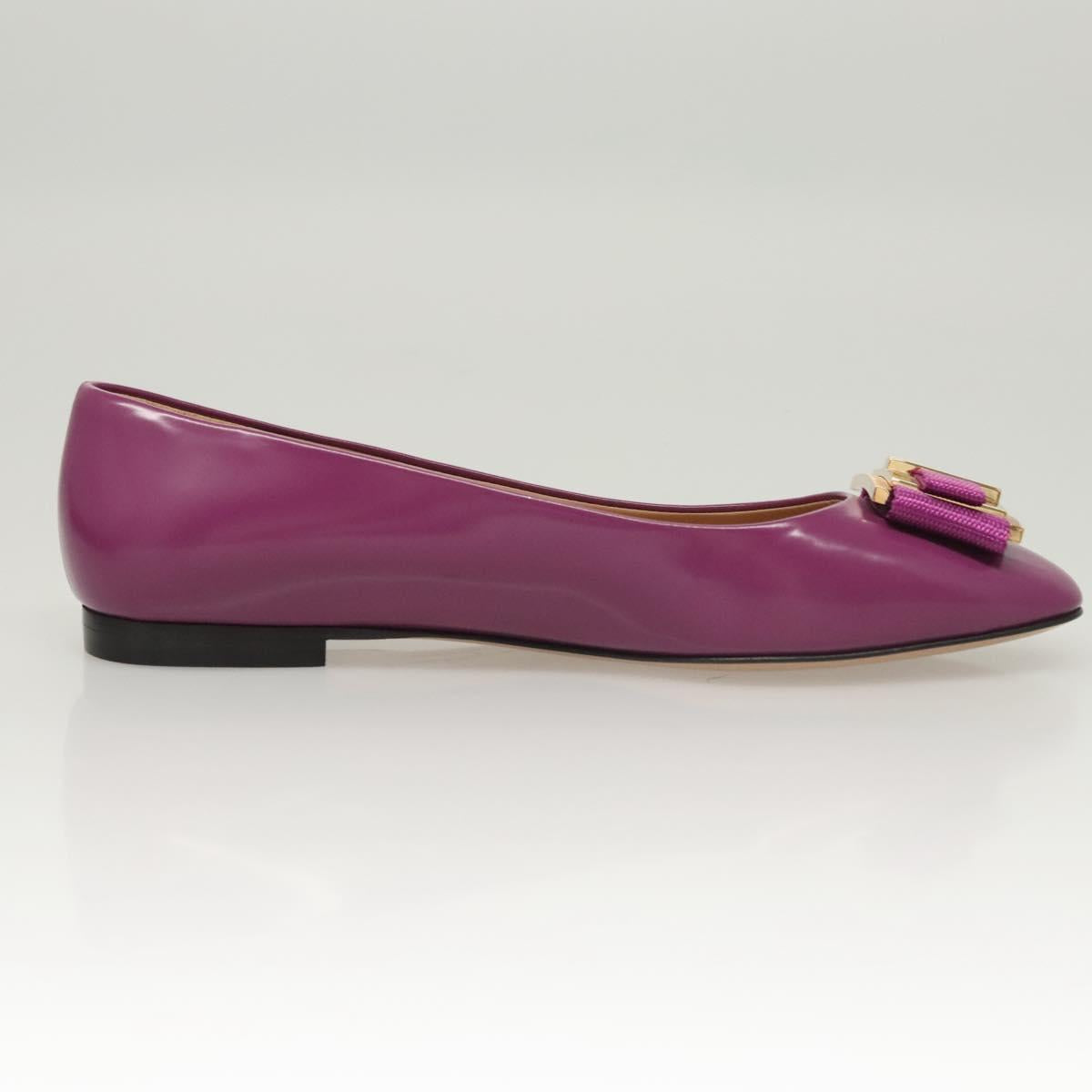 Salvatore Ferragamo Pumps shoes Leather Purple Gold Auth sw478