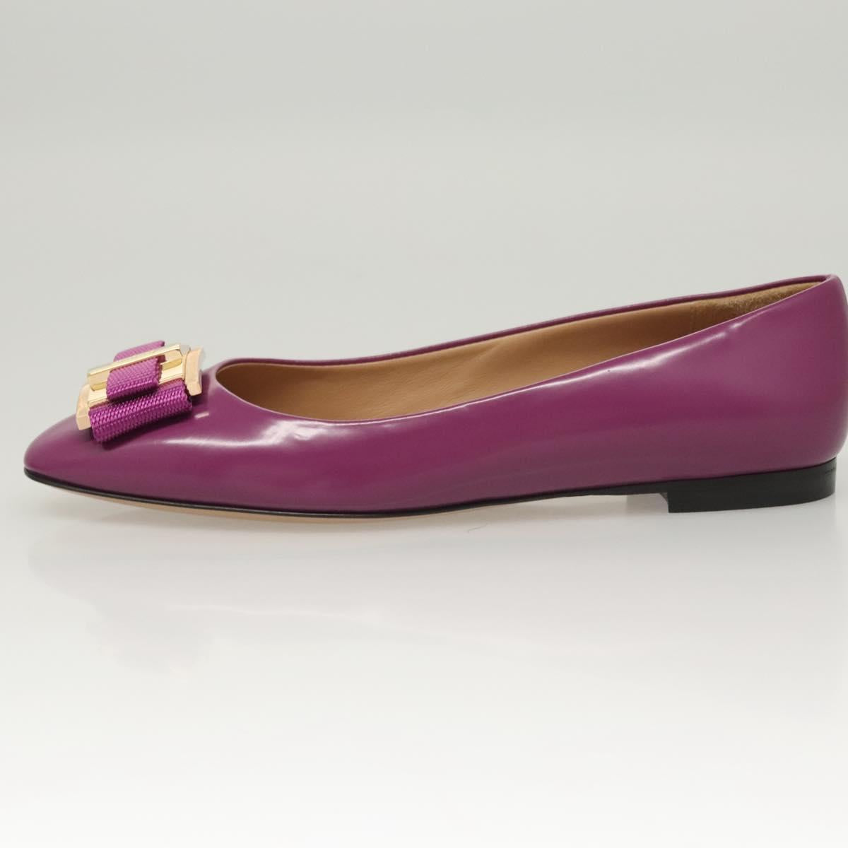 Salvatore Ferragamo Pumps shoes Leather Purple Gold Auth sw478