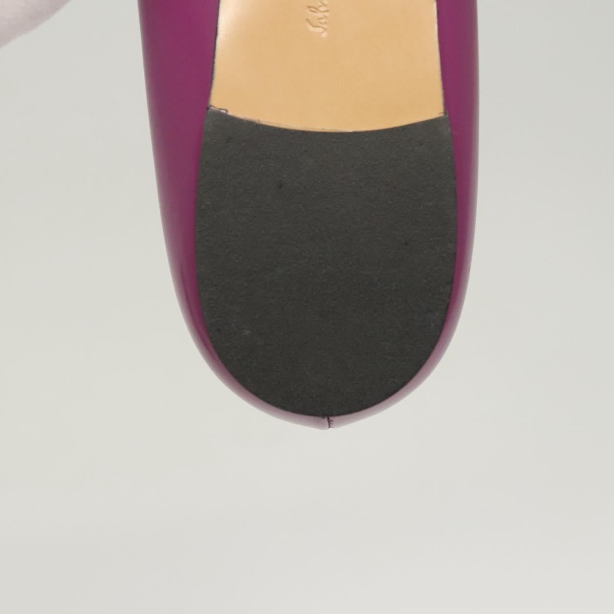 Salvatore Ferragamo Pumps shoes Leather Purple Gold Auth sw478