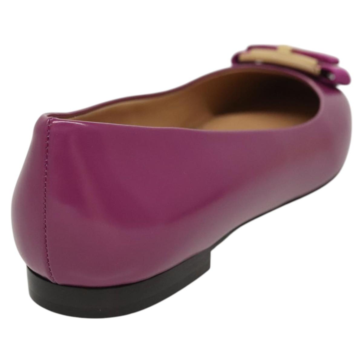 Salvatore Ferragamo Pumps shoes Leather Purple Gold Auth sw478