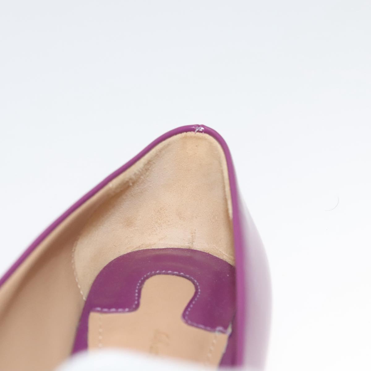 Salvatore Ferragamo Pumps shoes Leather Purple Gold Auth sw478