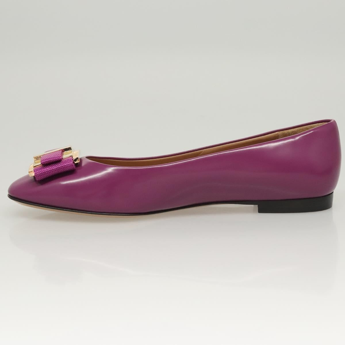 Salvatore Ferragamo Pumps shoes Leather Purple Gold Auth sw478