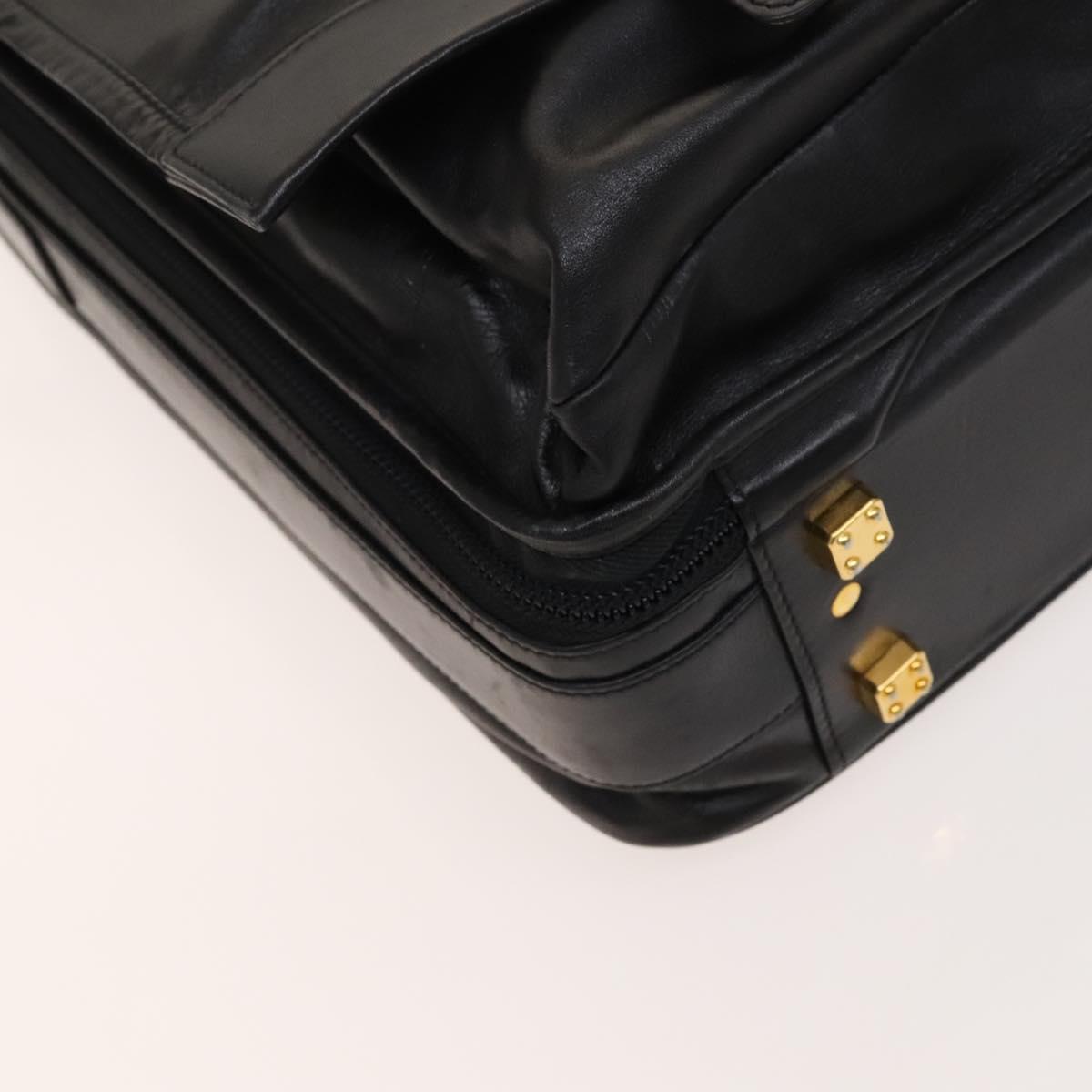 LOEWE Anagram Business Bag Leather 2way Black Gold Auth sw479