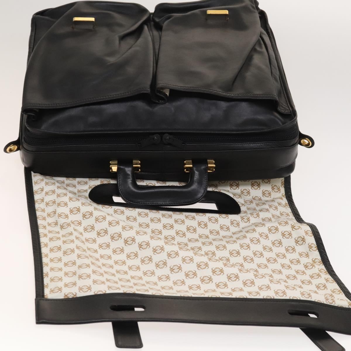 LOEWE Anagram Business Bag Leather 2way Black Gold Auth sw479