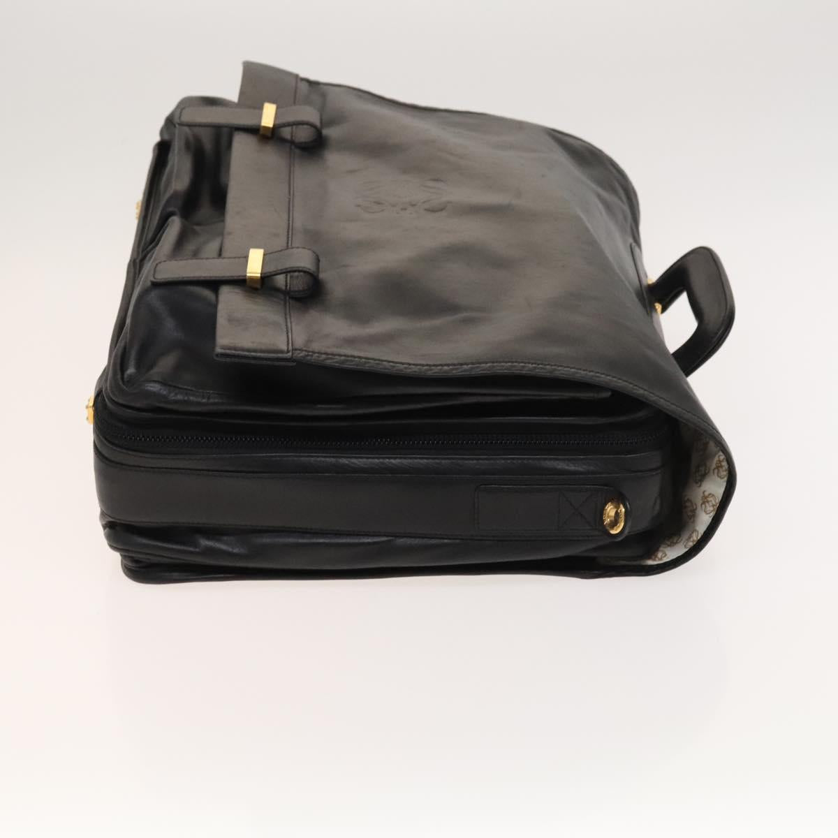 LOEWE Anagram Business Bag Leather 2way Black Gold Auth sw479
