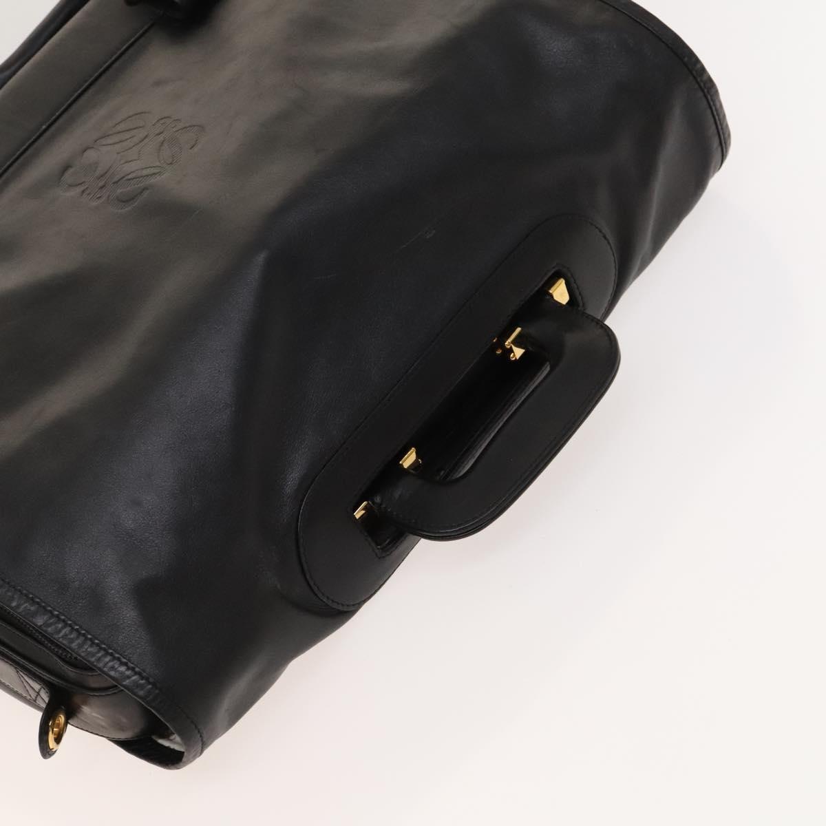 LOEWE Anagram Business Bag Leather 2way Black Gold Auth sw479