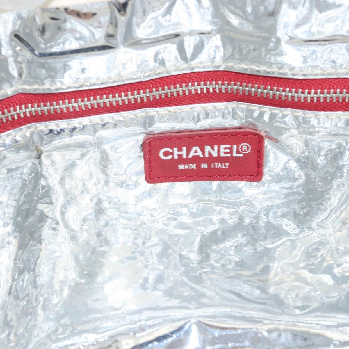 CHANEL Chain Choco Bar line Shoulder Bag Canvas Navy Silver CC Auth sw481