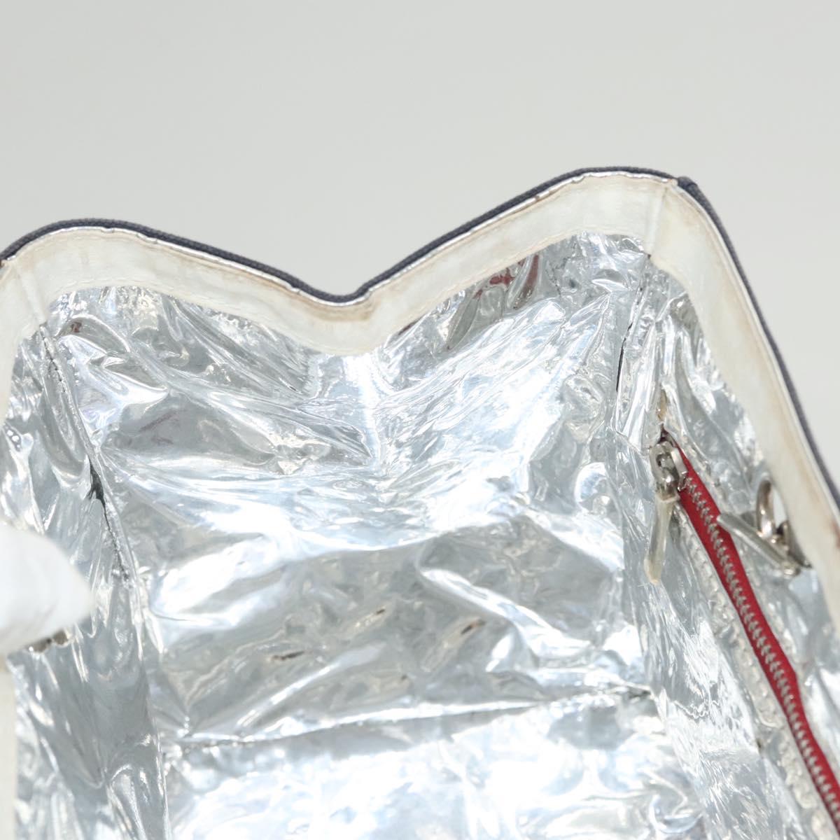 CHANEL Chain Choco Bar line Shoulder Bag Canvas Navy Silver CC Auth sw481