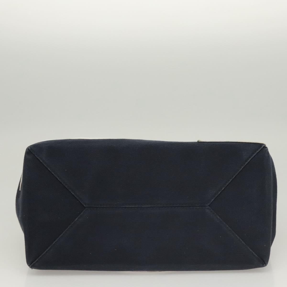 CHANEL Chain Choco Bar line Shoulder Bag Canvas Navy Silver CC Auth sw481