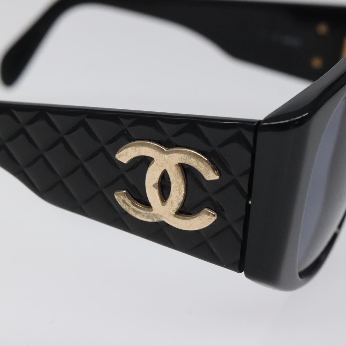 CHANEL Sunglasses plastic Black CC Auth sw482